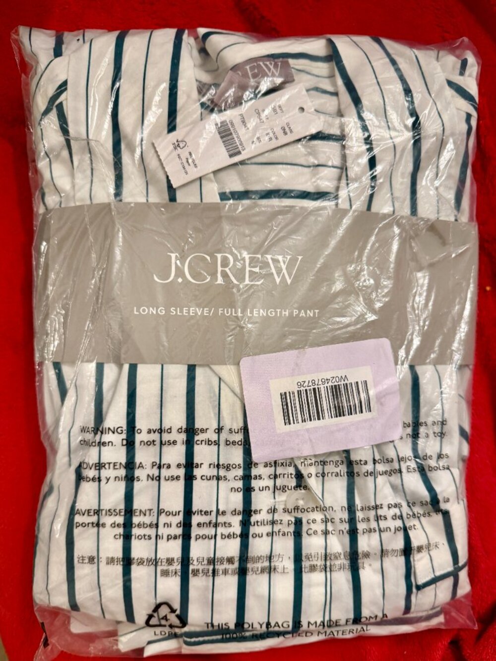 J.Crew - Cotton Poplin Long-sleeve Pajama Pant Set, Size M (NWT) - Picture 3 of 4